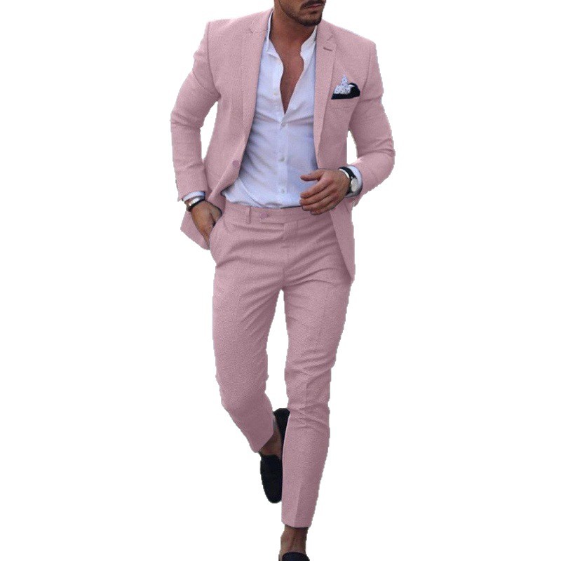 Mens Linen Blend Slim Fit Suit - Image 5