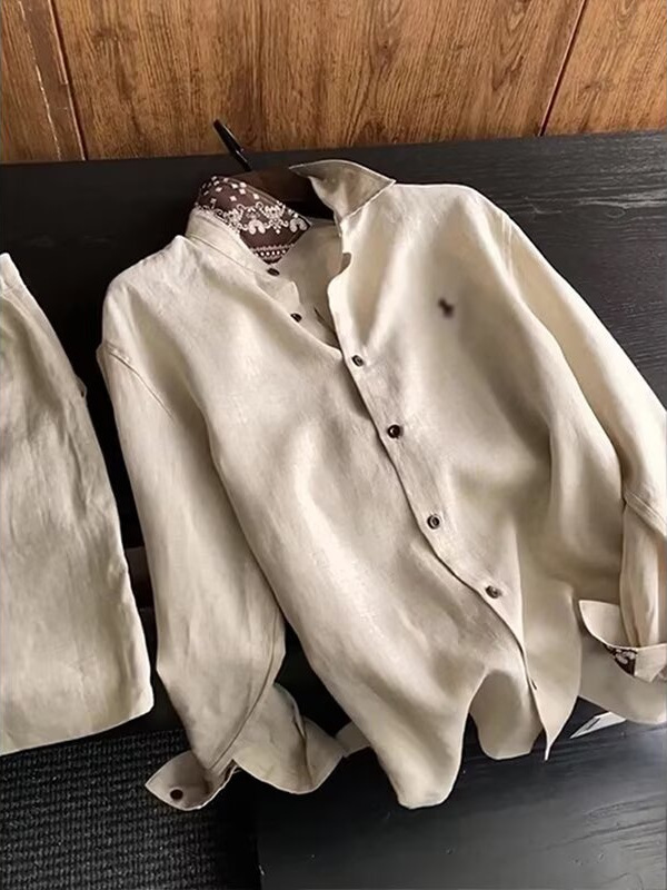 Mens Cotton Linen Shirt Jacket - Image 5