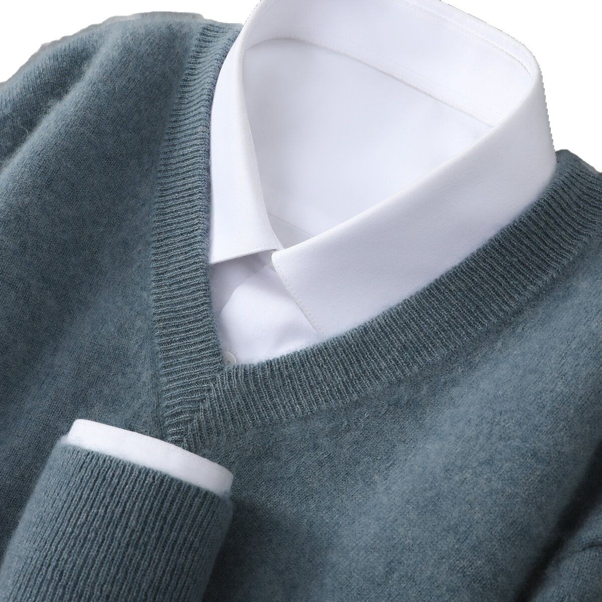 Mens Casual V-Neck Knit Sweater - Image 5