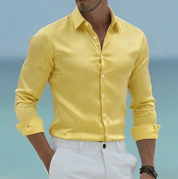 Mens Long Sleeve Striped Shirt - Image 3