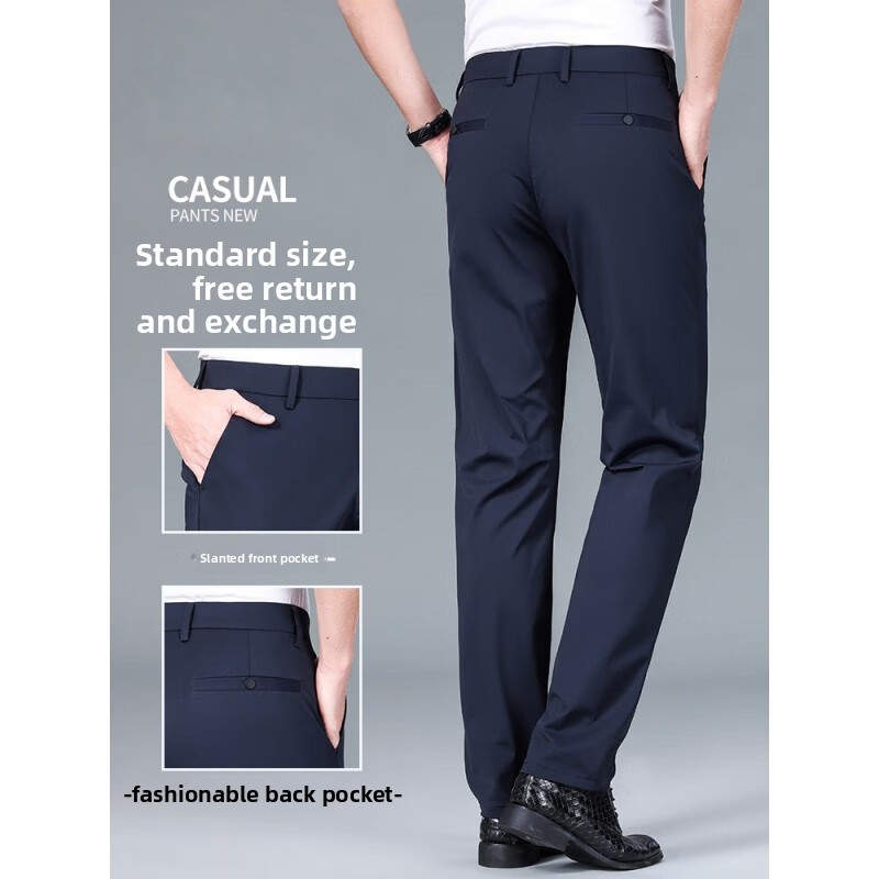 Men's Elastic Straight Leg Casual Trousers - Image 2
