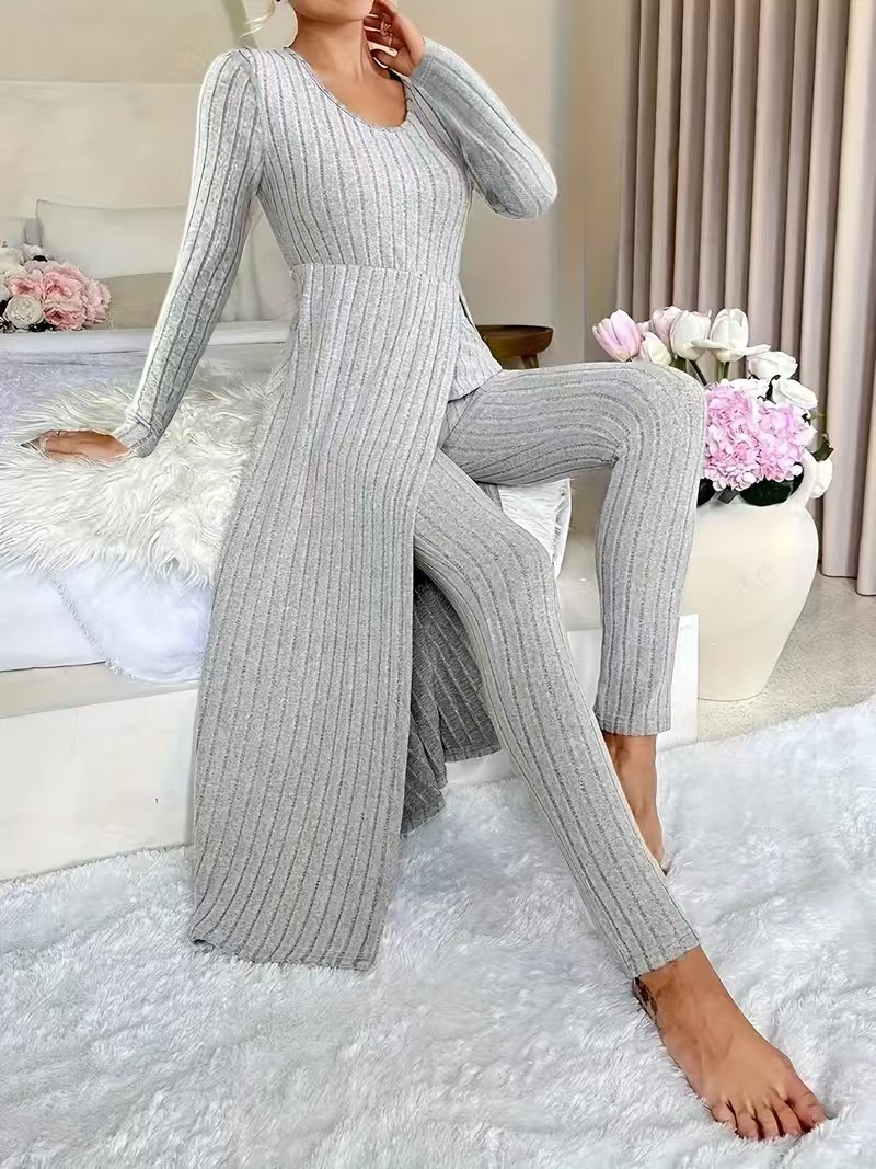 Women's Round Neck Long Sleeve Two-Piece Set - Image 2