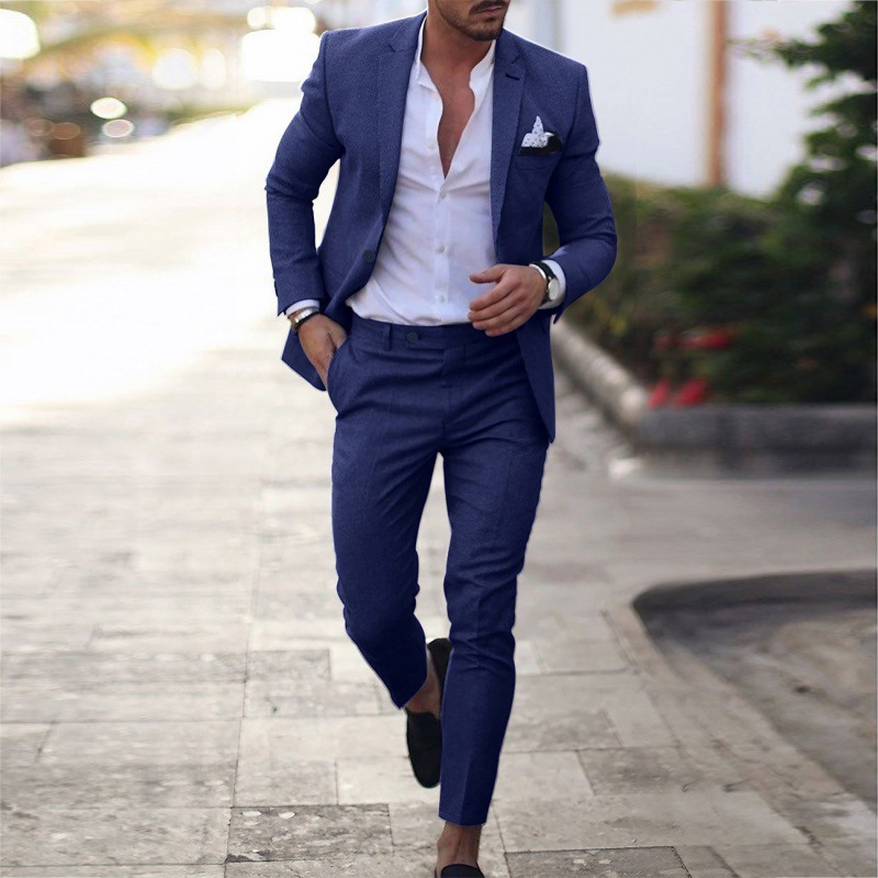 Mens Linen Blend Slim Fit Suit
