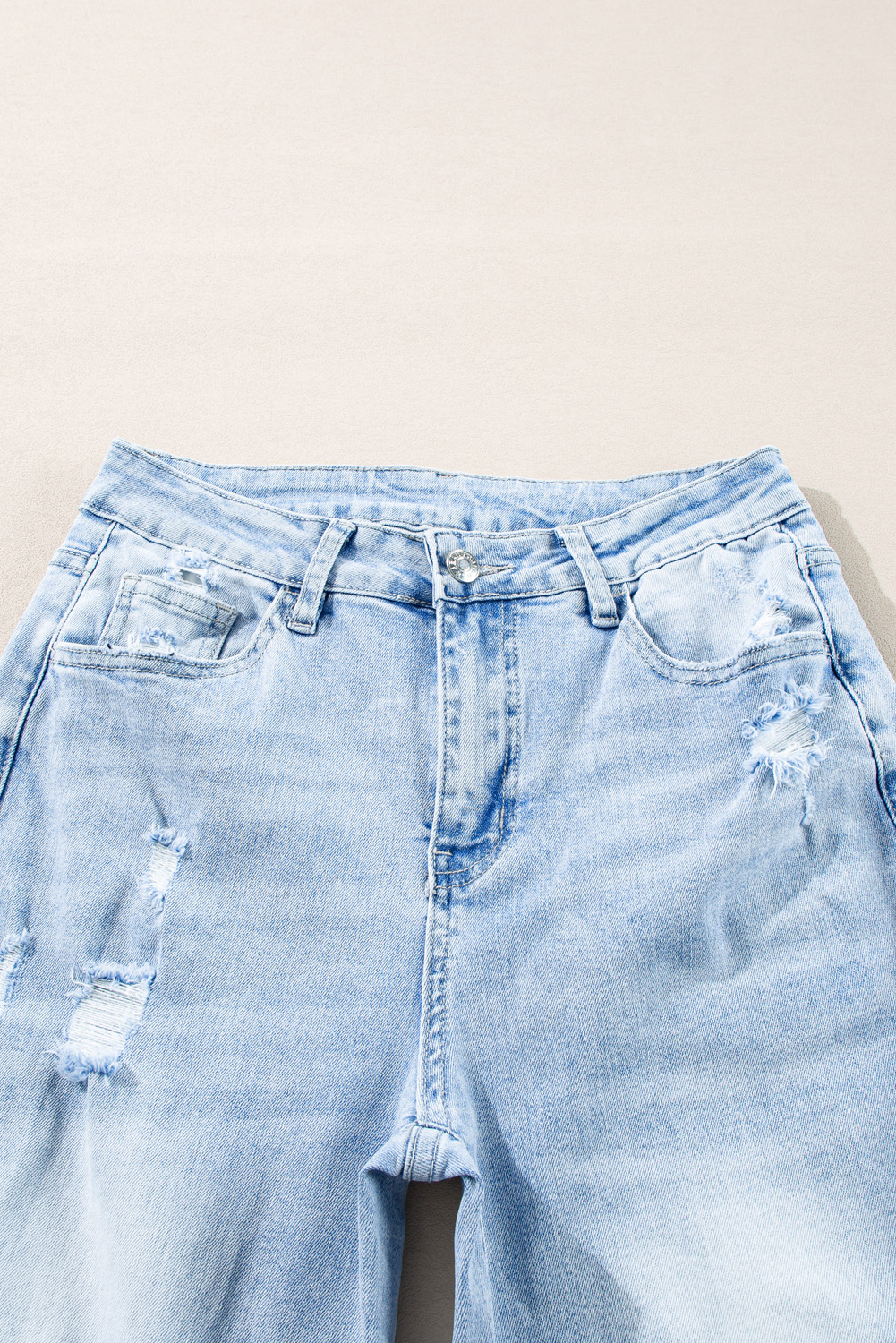 Beau Blue Light Wash Distressed Straight Jeans - Image 7
