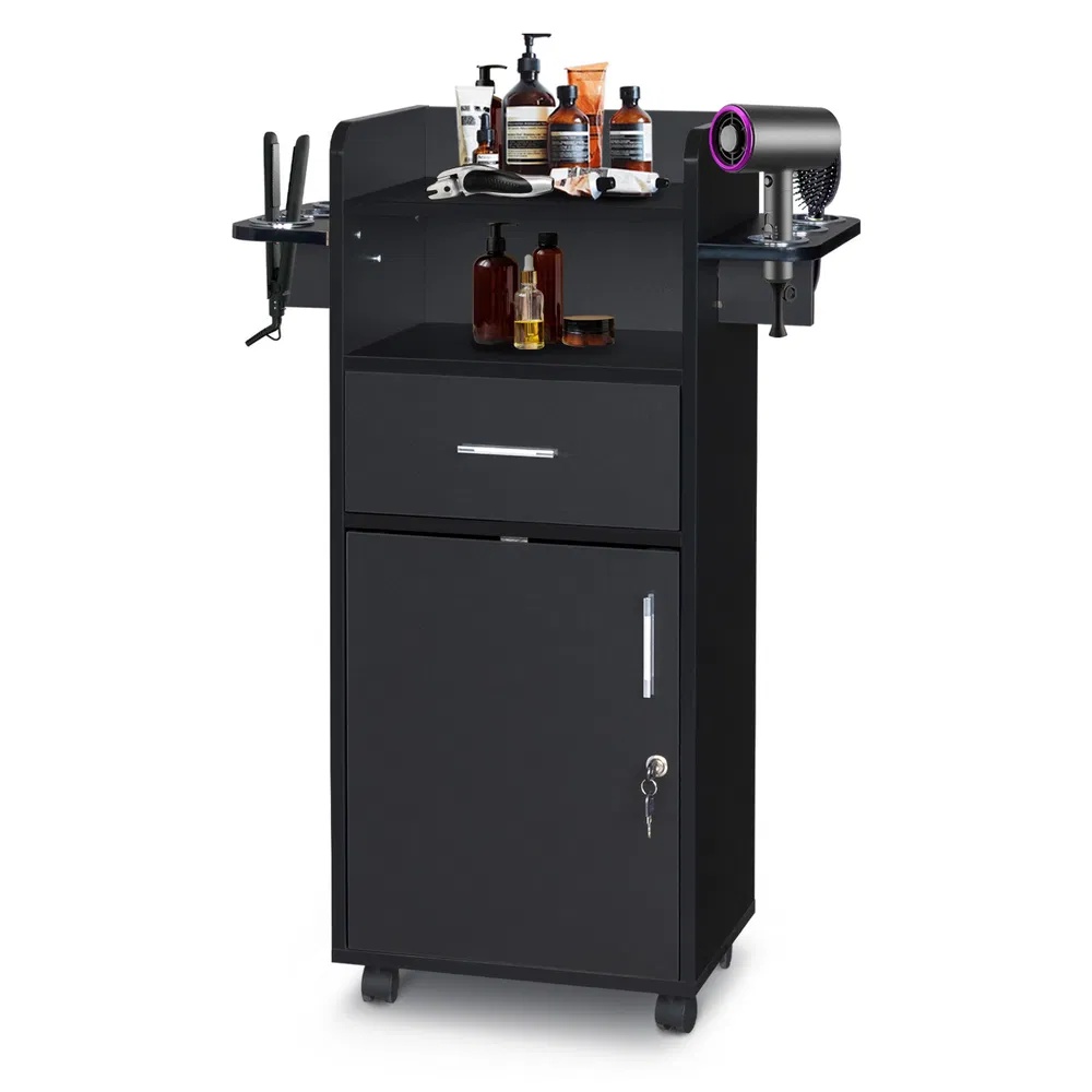Beauty Salon Trolley Cart, Salon Cabinet With 360' Wheels, 6 Tool Holders, 1 Drawer, Salon Station Rolling Cart - Image 2