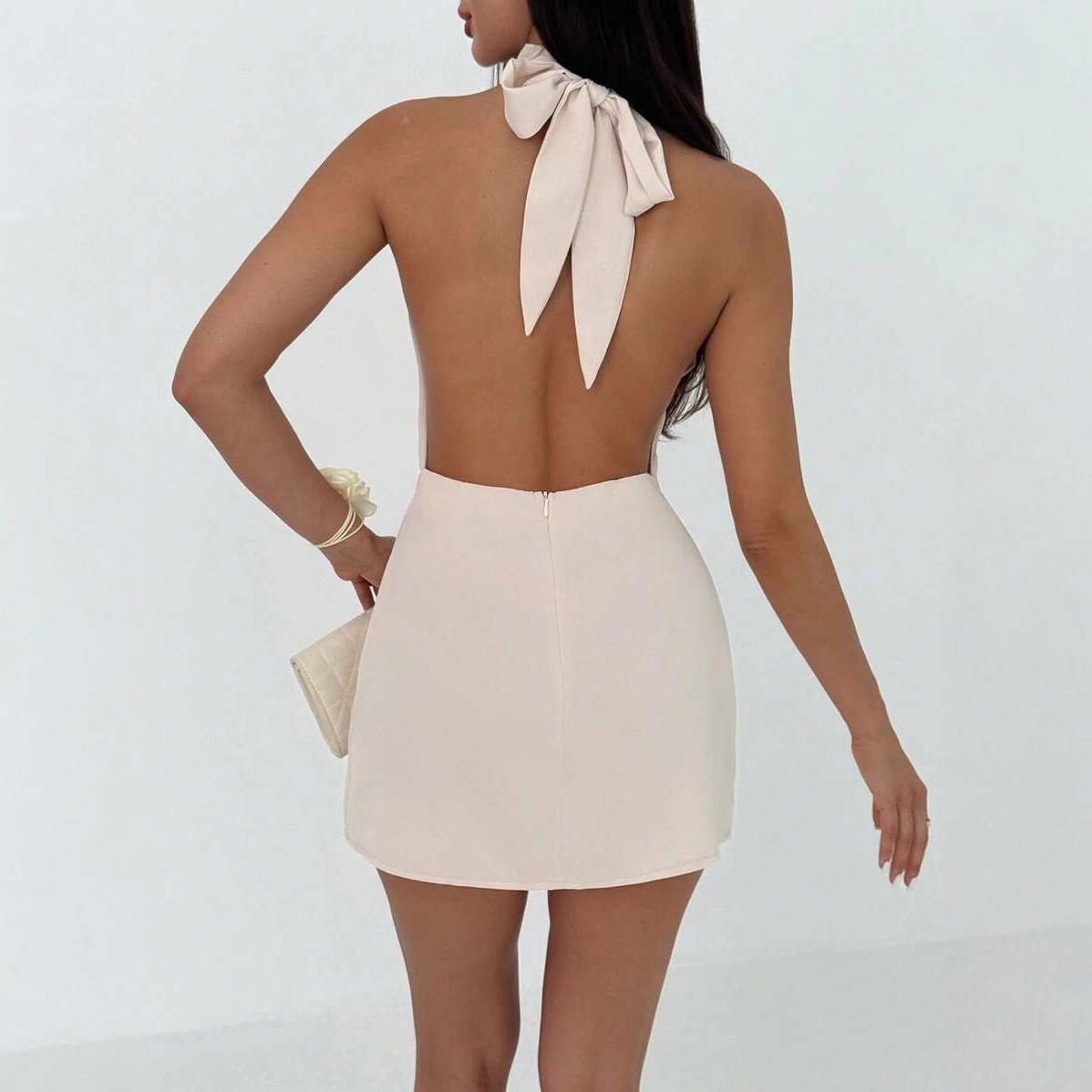 Womens Minimalist Backless Party Dress - Image 5