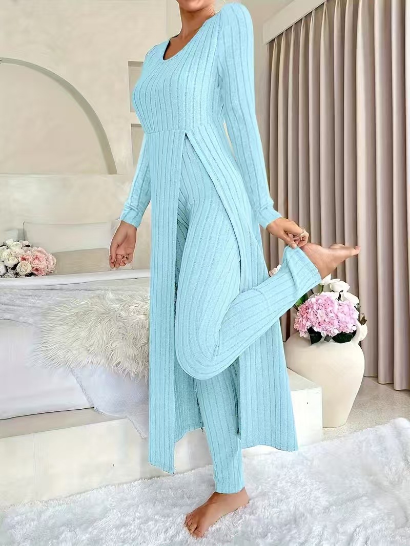 Women's Round Neck Long Sleeve Two-Piece Set - Image 3