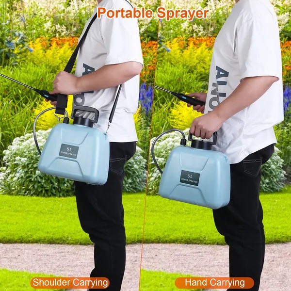 5L/1.3Gallon Electric Plant Sprayer Telescopic Rechargeable Garden Sprayer Automatic Handheld Sprayer With 3 Spray Spouts Shoulder Strap For Cleaning Sterilization - Image 5