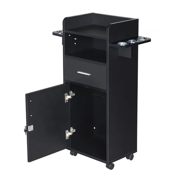 Beauty Salon Trolley Cart, Salon Cabinet With 360' Wheels, 6 Tool Holders, 1 Drawer, Salon Station Rolling Cart - Image 5