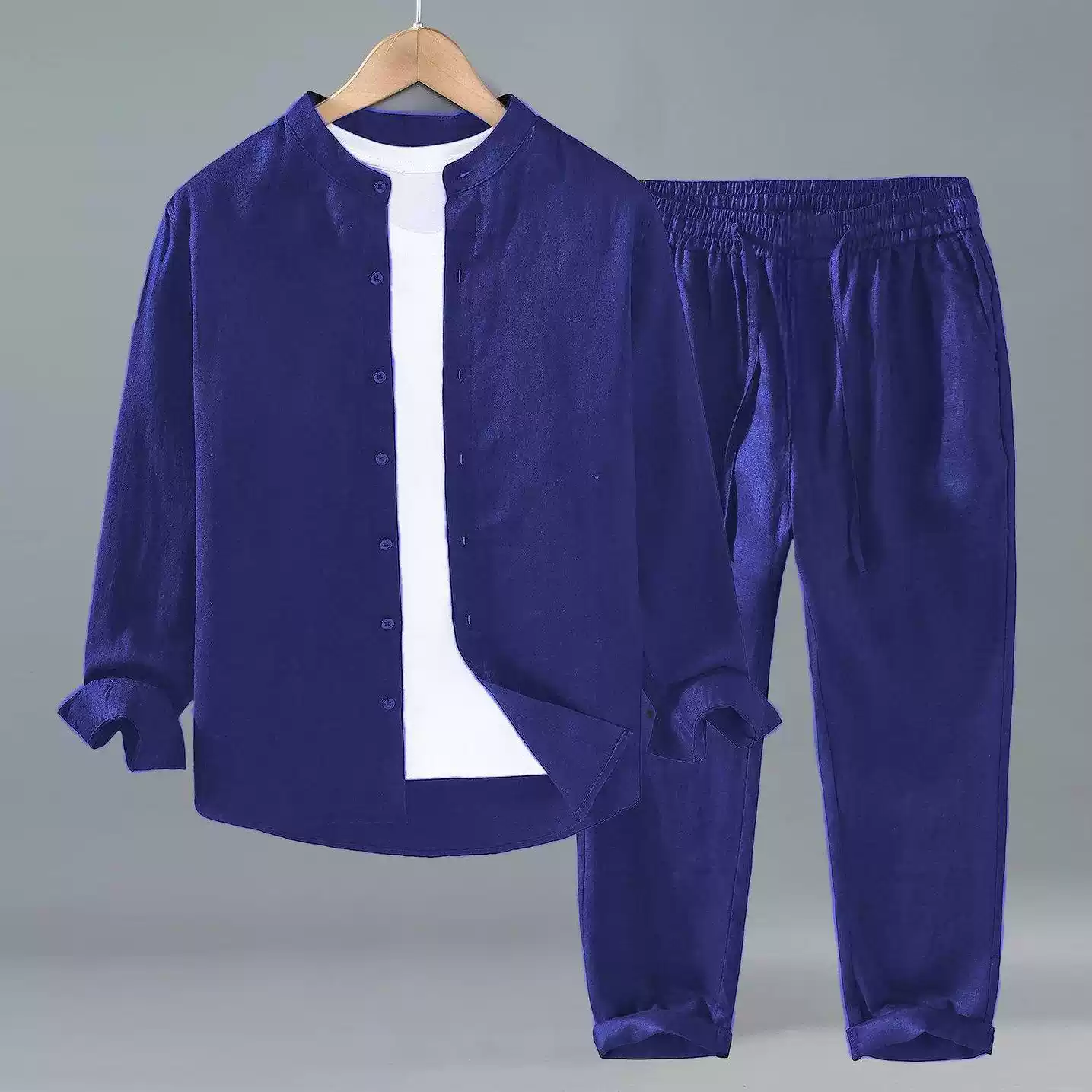 Mens Linen Shirt and Pants Set - Image 3