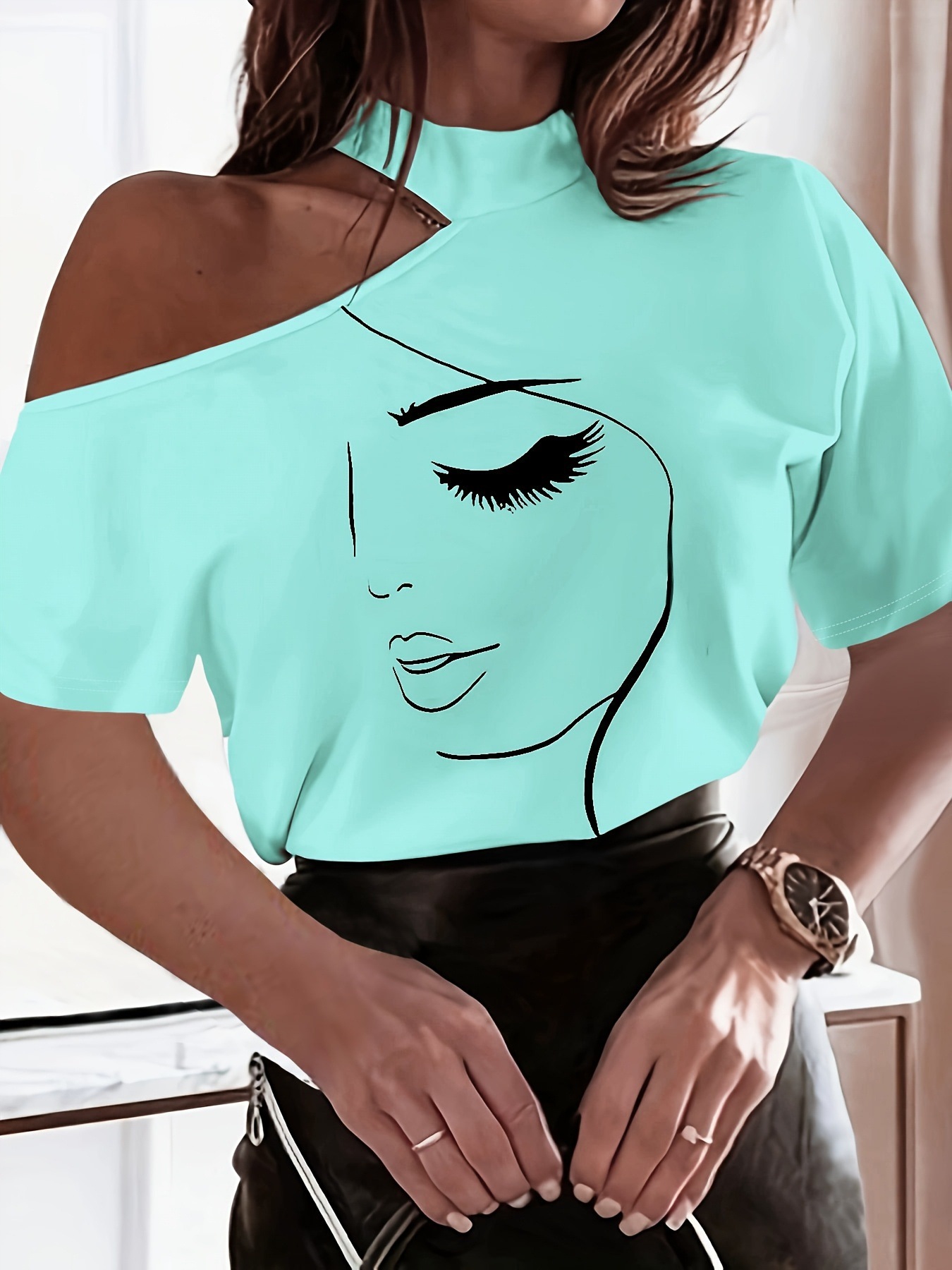 Womens Summer New Sexy Off Shoulder Top With Floral Print - Image 8