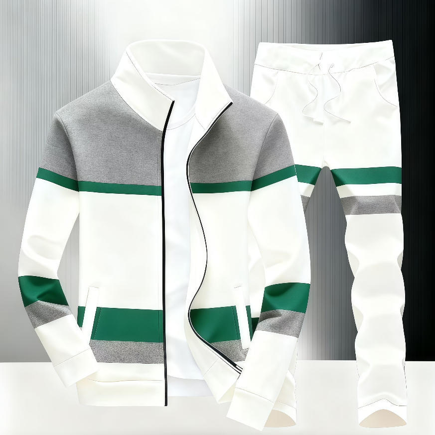 Mens zipper jacket printed casual set - Image 5