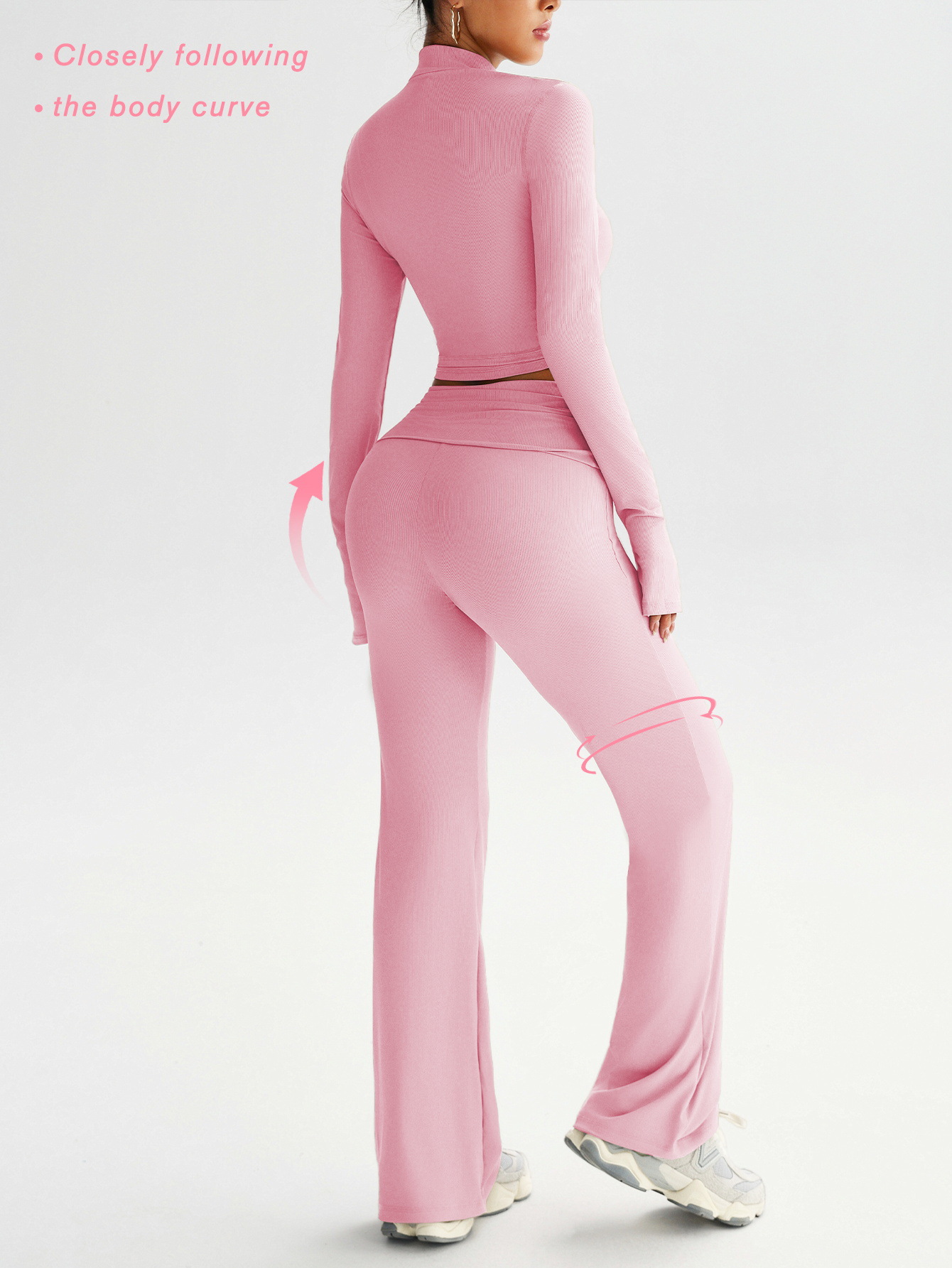 Womens Ribbed High-Waisted Sportswear Set - Image 5