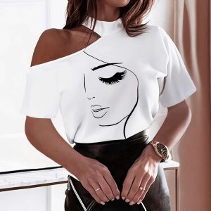 Womens Summer New Sexy Off Shoulder Top With Floral Print