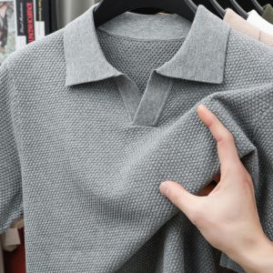 Men's Pure Cotton V-Neck Knitted T-Shirt