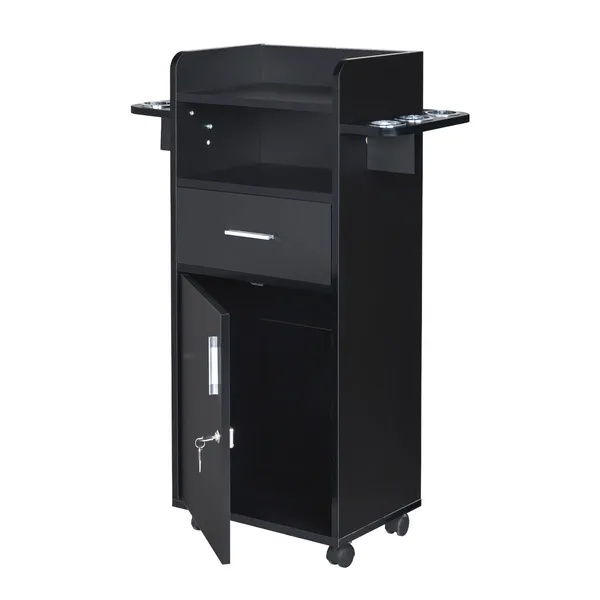 Beauty Salon Trolley Cart, Salon Cabinet With 360' Wheels, 6 Tool Holders, 1 Drawer, Salon Station Rolling Cart - Image 3