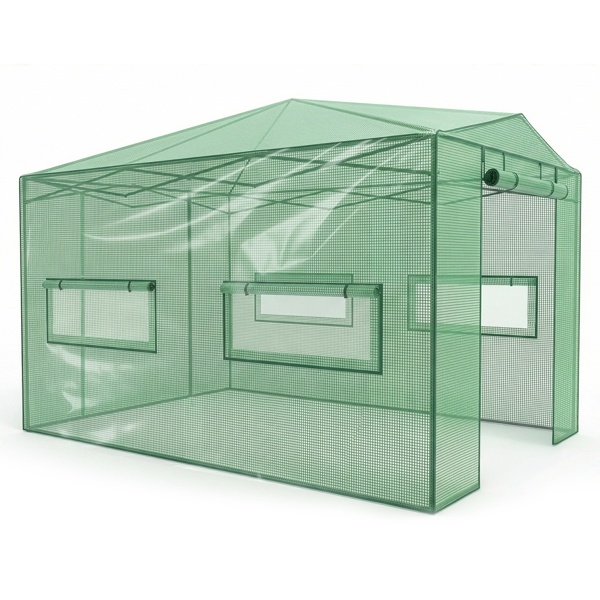 8 X 12ft Plastic Sprayed Iron Pipe PE Mesh Foldable Greenhouse Shed Green - Image 4