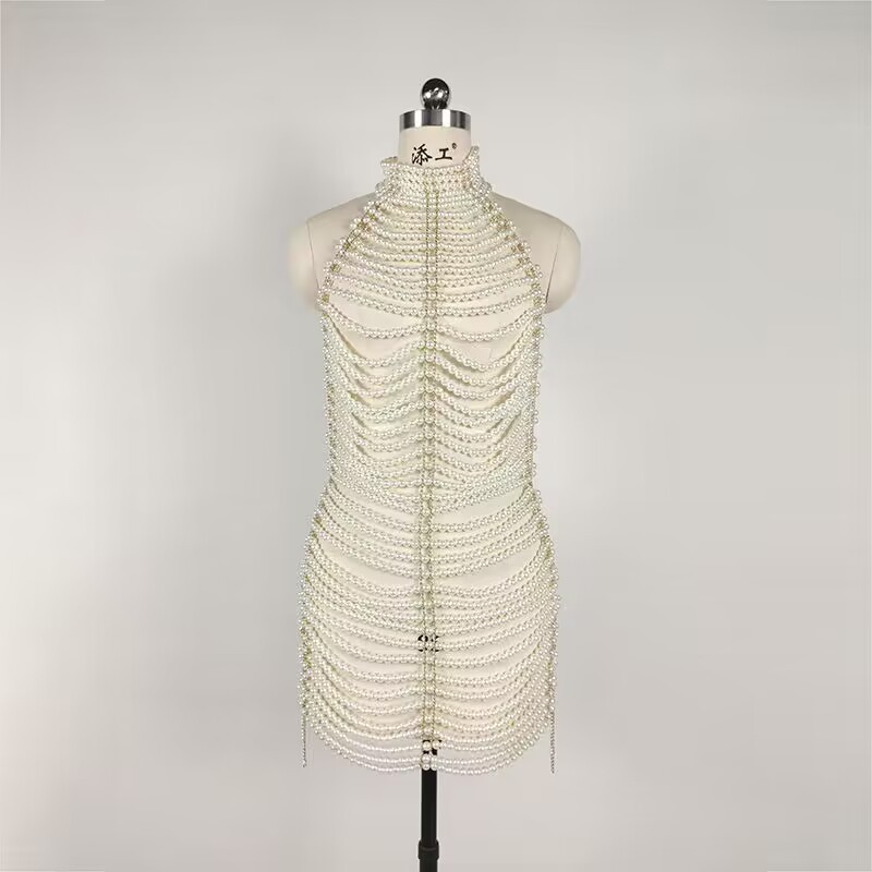 Beaded Halter Fashion Party Banquet Performance Dress - Image 6