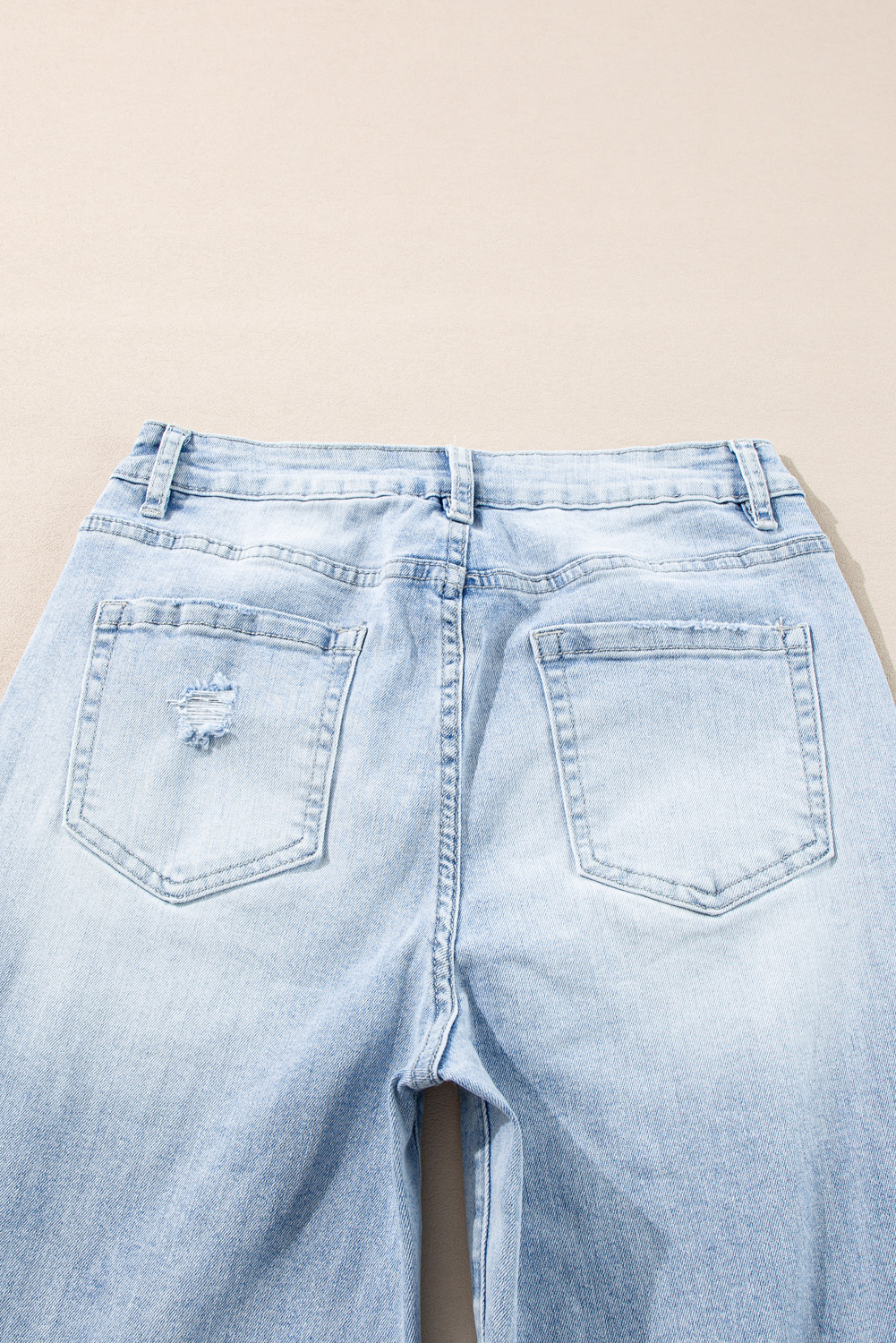 Beau Blue Light Wash Distressed Straight Jeans - Image 6