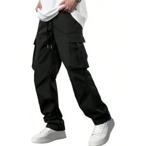 Mens Drawstring Casual Trousers