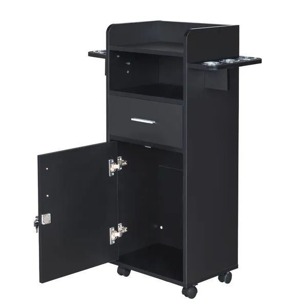 Beauty Salon Trolley Cart, Salon Cabinet With 360' Wheels, 6 Tool Holders, 1 Drawer, Salon Station Rolling Cart - Image 4