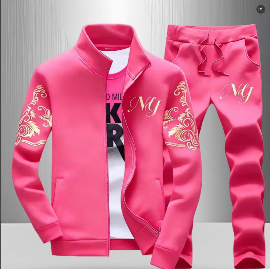 Mens zipper jacket printed casual set - Image 4