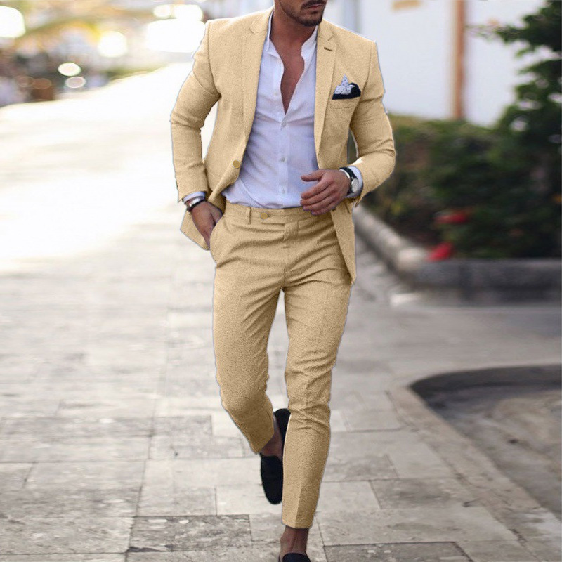 Mens Linen Blend Slim Fit Suit - Image 4