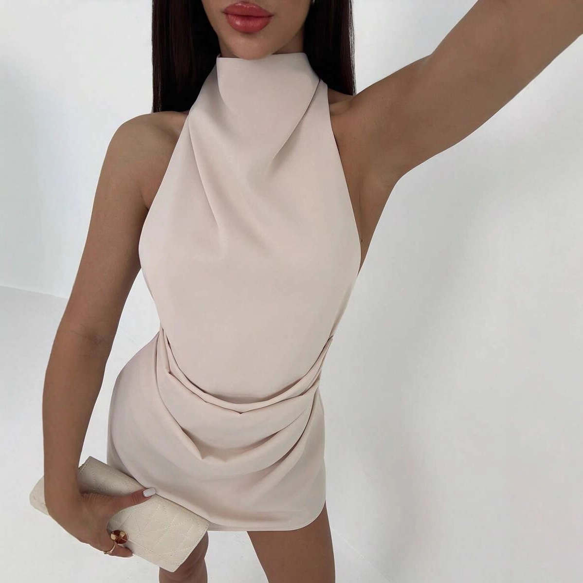 Womens Minimalist Backless Party Dress - Image 2