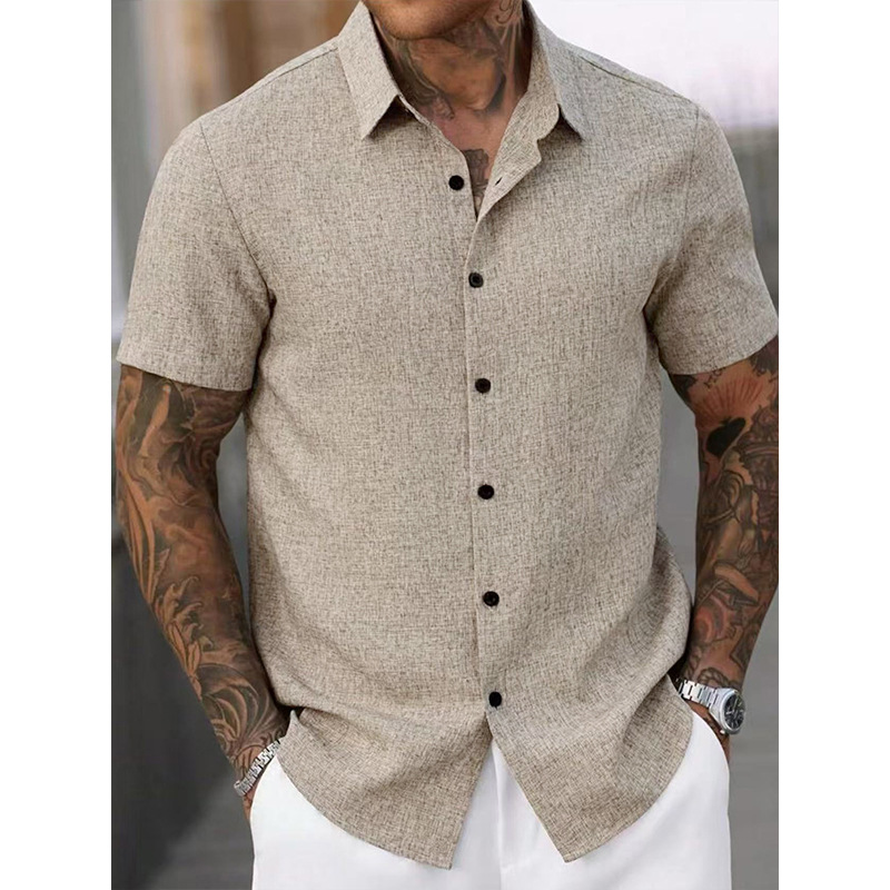 Mens Solid Color Short Sleeve Knitted Shirt - Image 5
