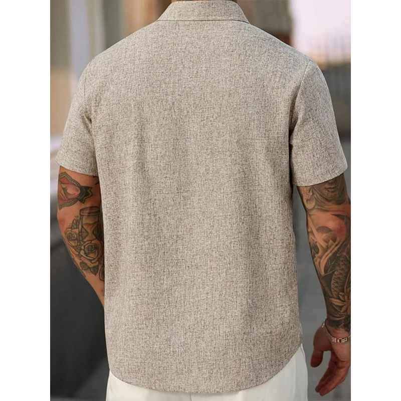 Mens Solid Color Short Sleeve Knitted Shirt - Image 4