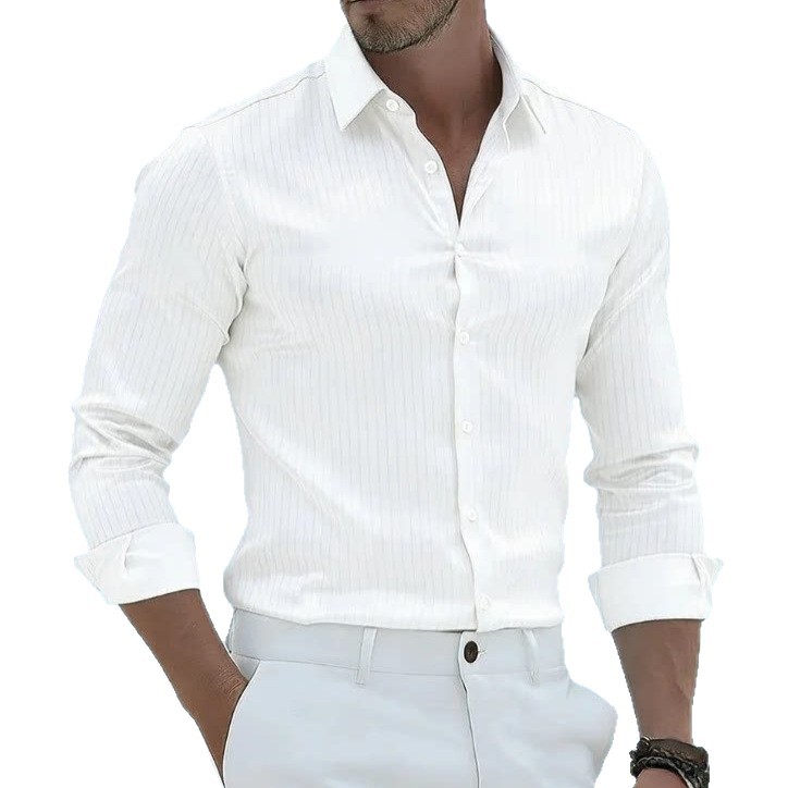 Mens Long Sleeve Striped Shirt - Image 5