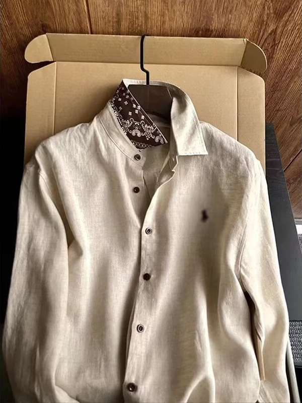 Mens Cotton Linen Shirt Jacket - Image 3