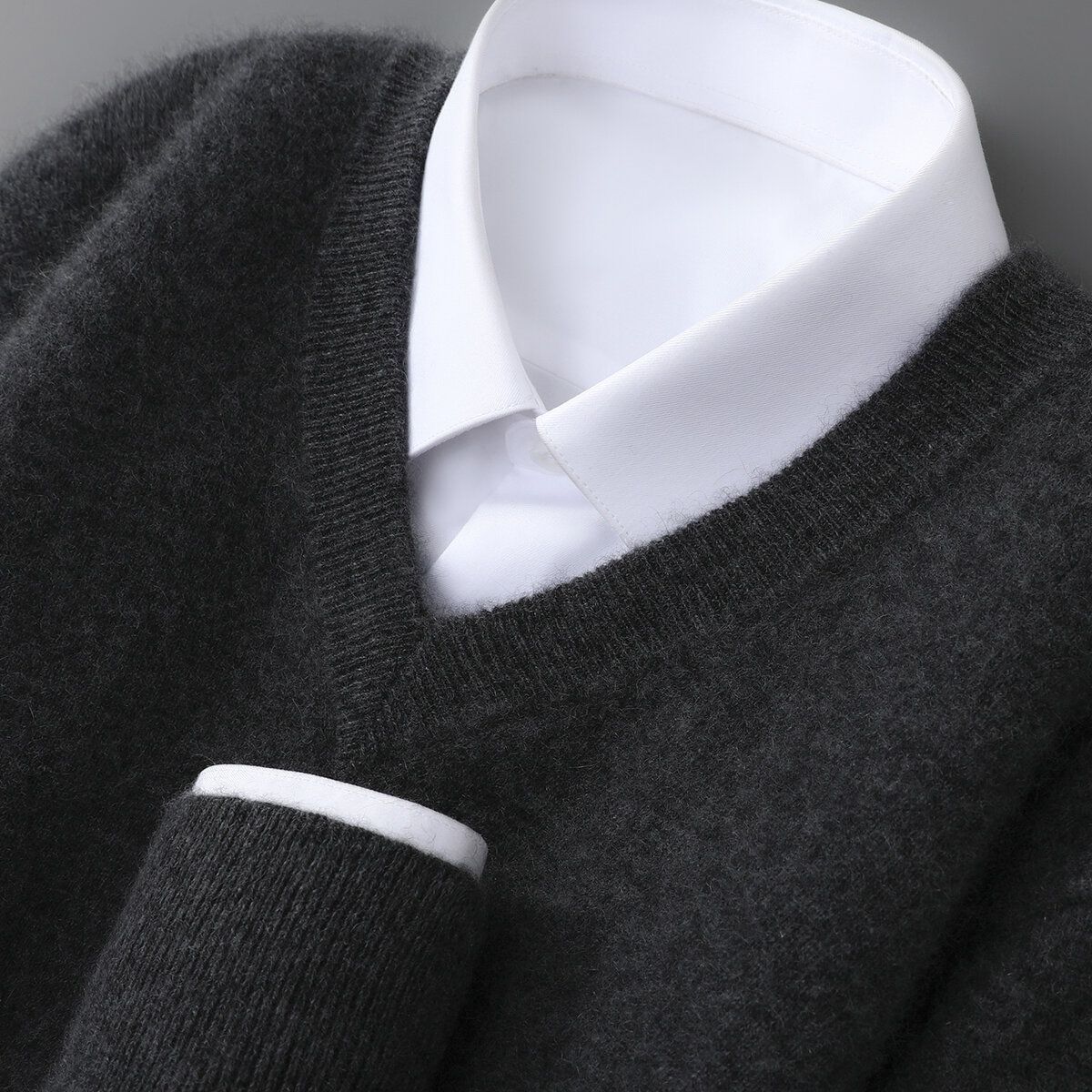 Mens Casual V-Neck Knit Sweater - Image 4