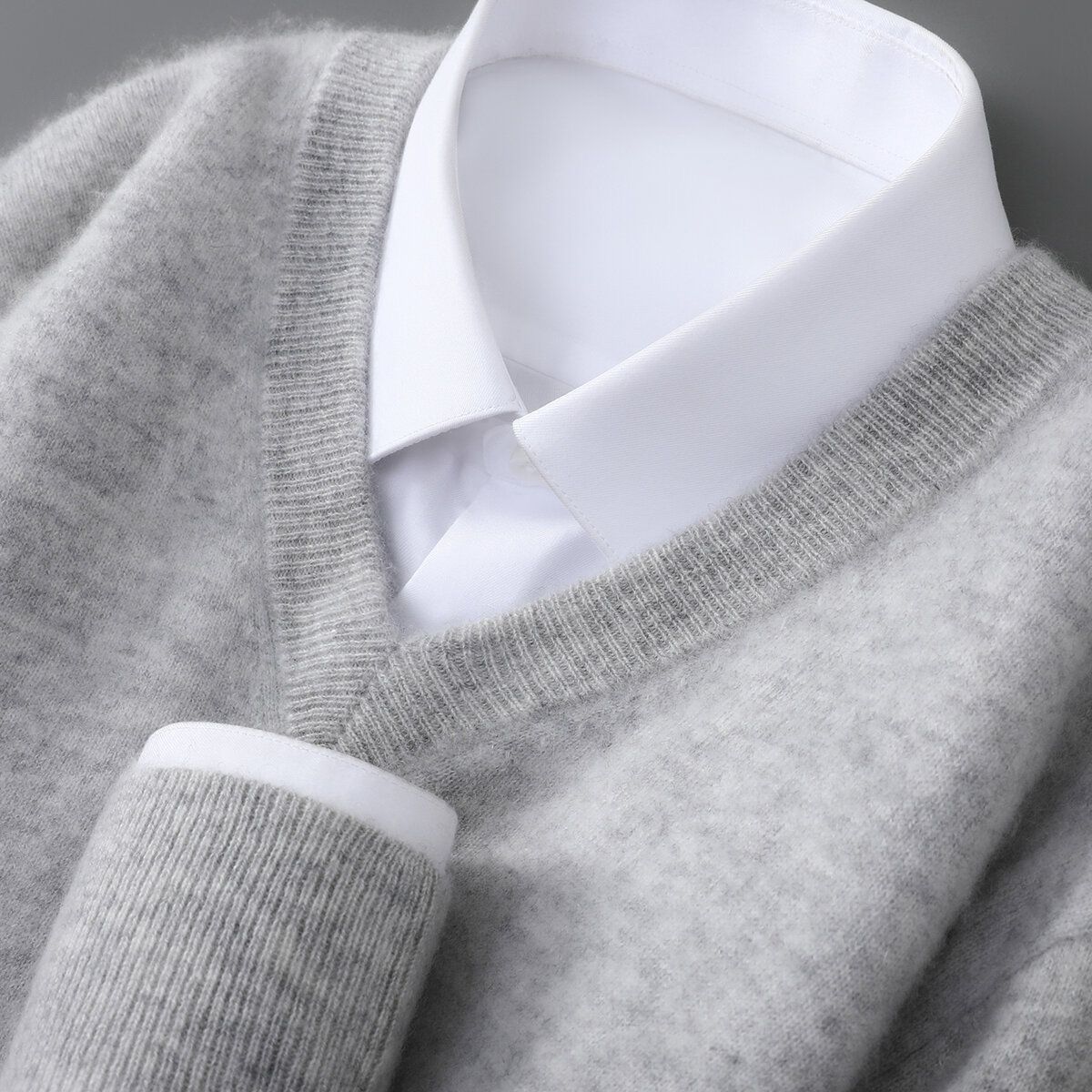 Mens Casual V-Neck Knit Sweater - Image 2