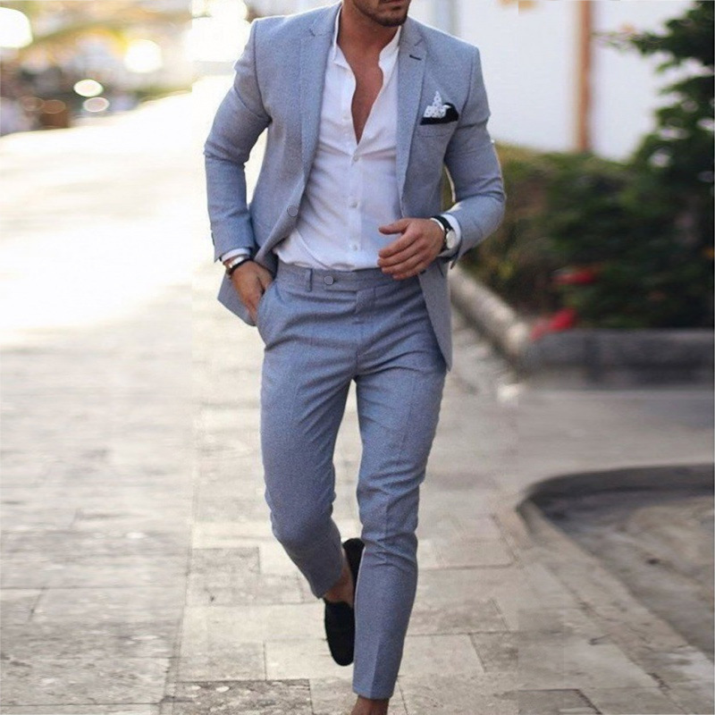 Mens Linen Blend Slim Fit Suit - Image 3