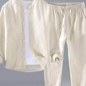 Mens Linen Shirt and Pants Set