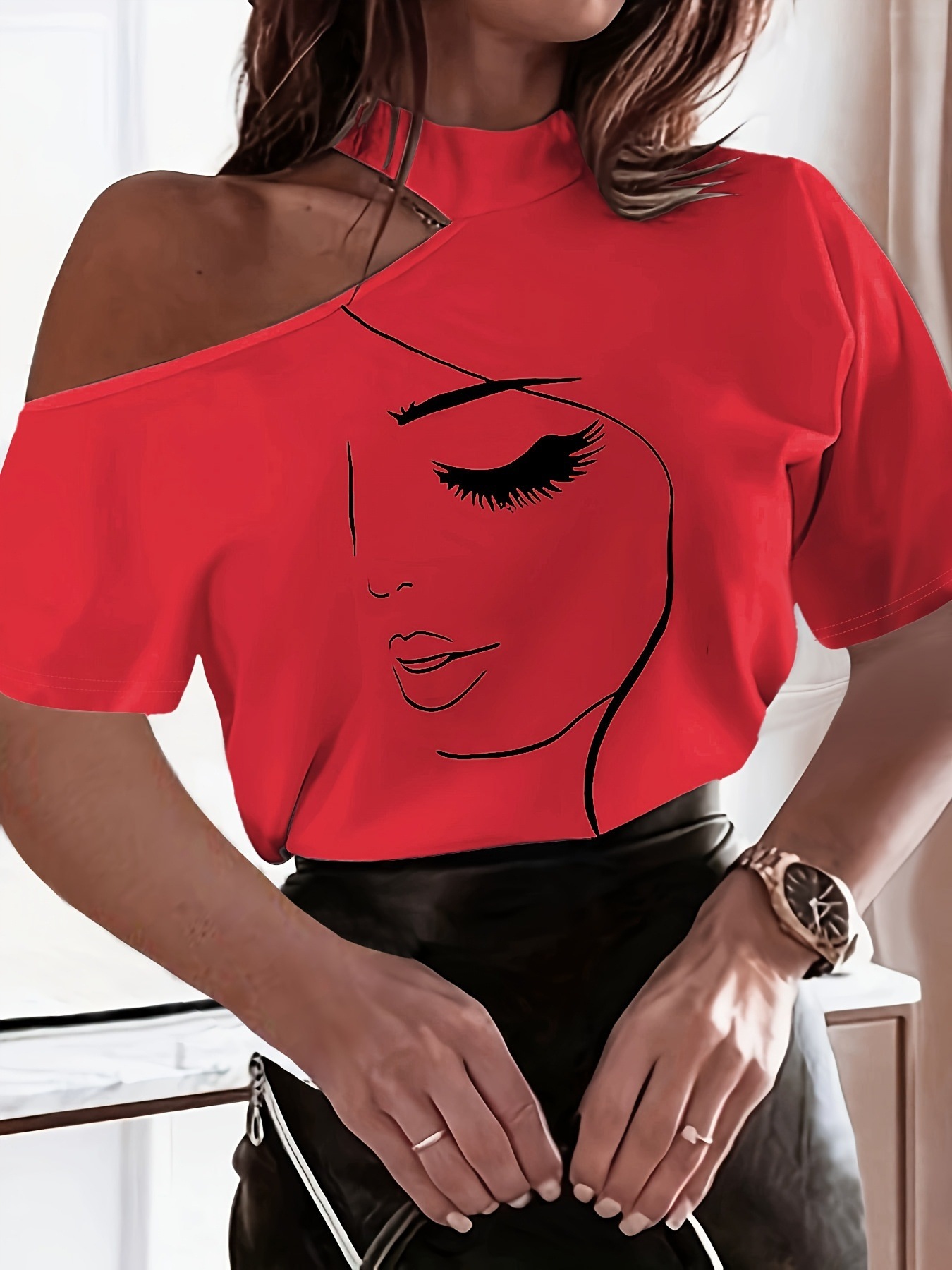 Womens Summer New Sexy Off Shoulder Top With Floral Print - Image 9
