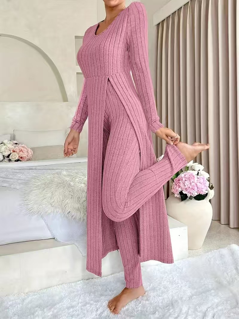 Women's Round Neck Long Sleeve Two-Piece Set - Image 4