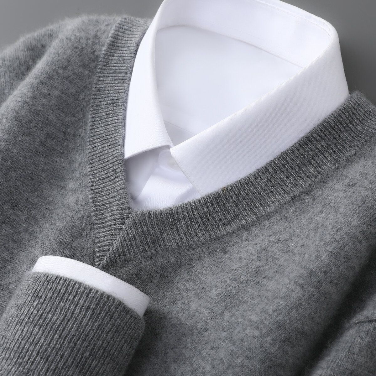 Mens Casual V-Neck Knit Sweater - Image 3