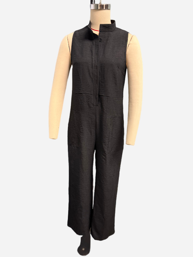 Summer Sleeveless Jumpsuit With Pockets Fashion Casual V-Neck Buttons Trousers Women's Overall Pants - Image 7