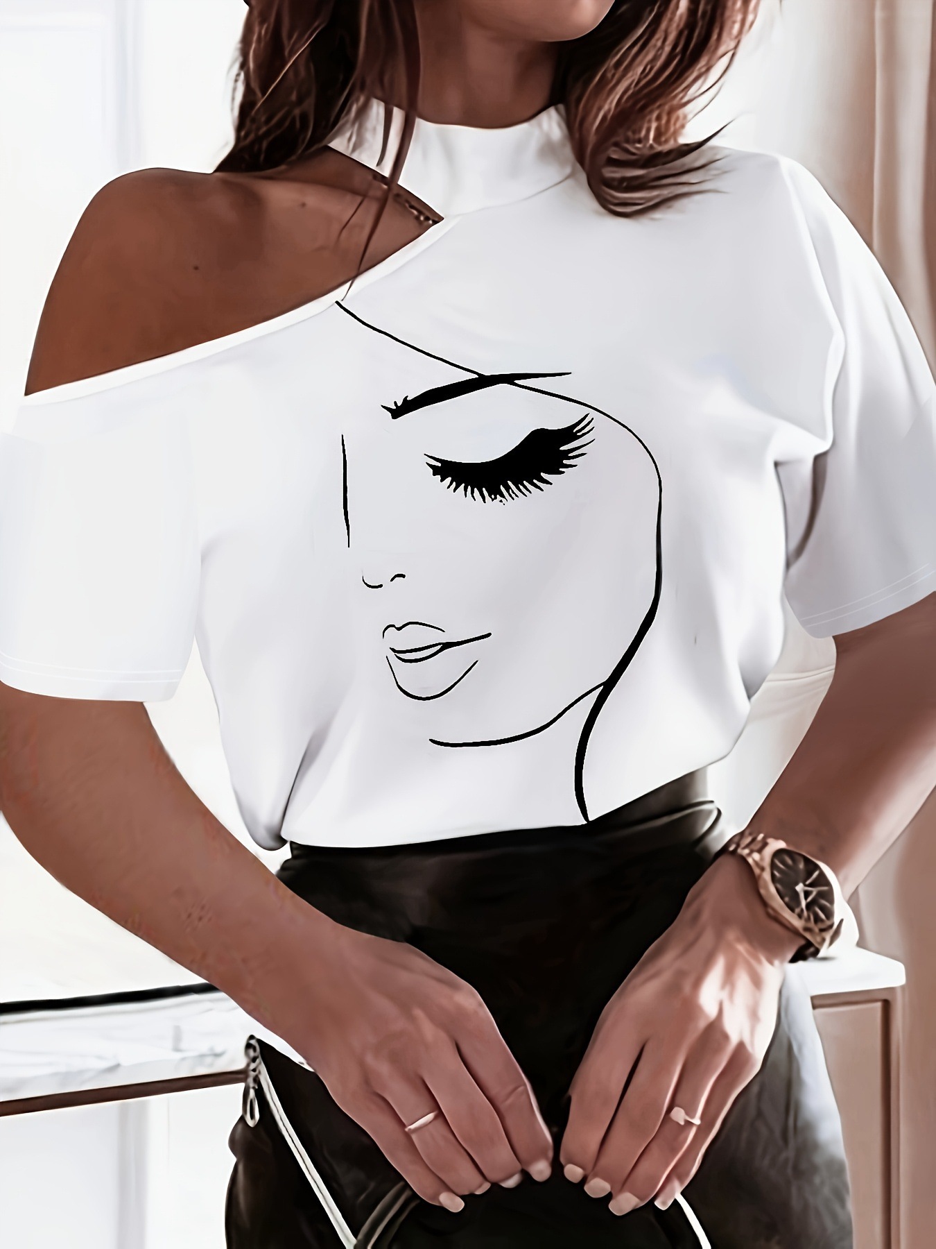 Womens Summer New Sexy Off Shoulder Top With Floral Print - Image 4