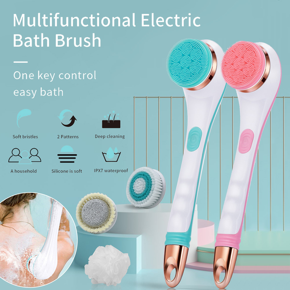 Electric Bath Brush Silicone Back Scrubber USB Rechargeable 2 Speeds Rotating Shower Brush Spa Waterproof Body Cleaning Brush - Image 10