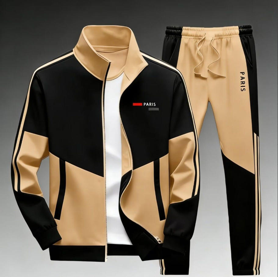 Mens zipper jacket printed casual set - Image 2